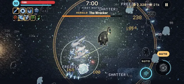 Isolde freezes and shatters the horde while the Wrecker, a Herald, bears down.